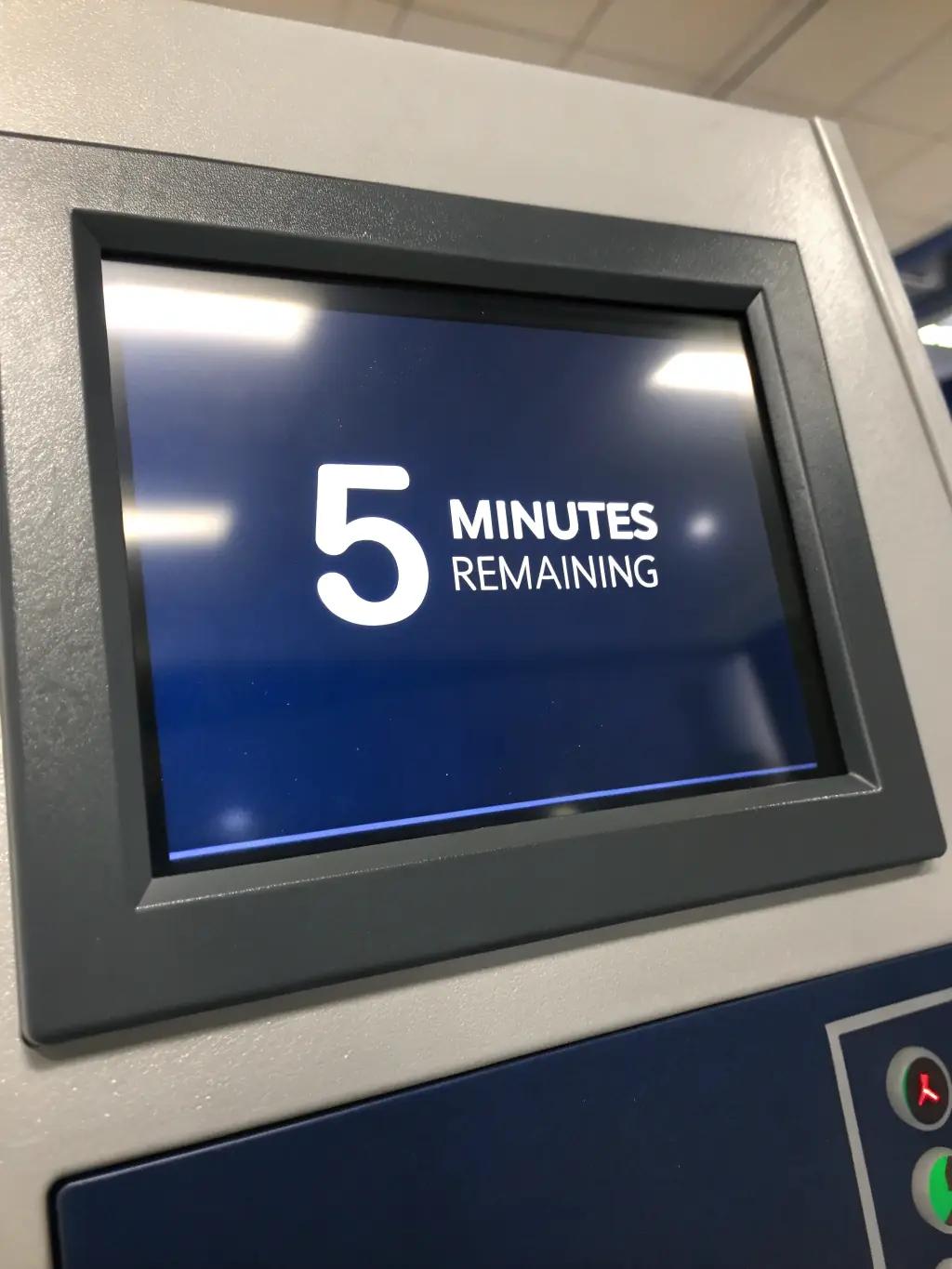 A close-up photo of a digital timer counting down, displayed on a sleek, dark-themed interface, symbolizing the real-time tracking of a live tarot reading session on MoonveilMystic.