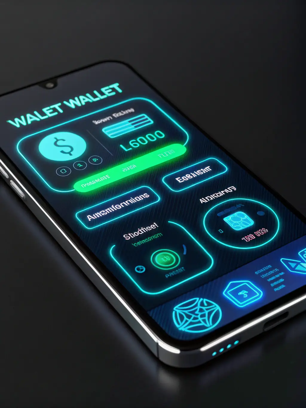 An icon representing a digital wallet with various payment methods displayed, such as credit cards and digital currencies, overlaid on a cosmic background, illustrating the flexible payment options available on MoonveilMystic.